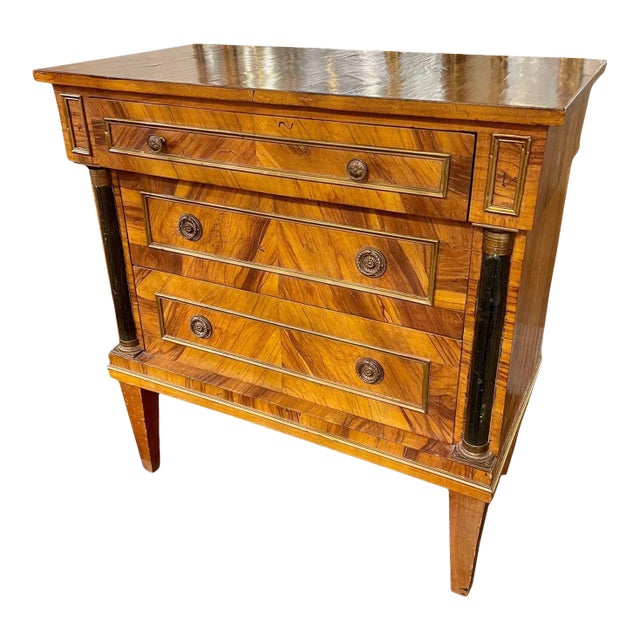 Continental Empire Style Burl Wood and Ebonized Side Table For Sale