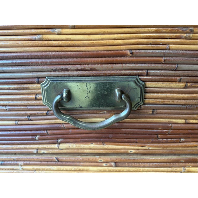 Wood Vintage Gabriella Crespi Style Natural Pencil Reed Coastal Dresser For Sale - Image 7 of 8