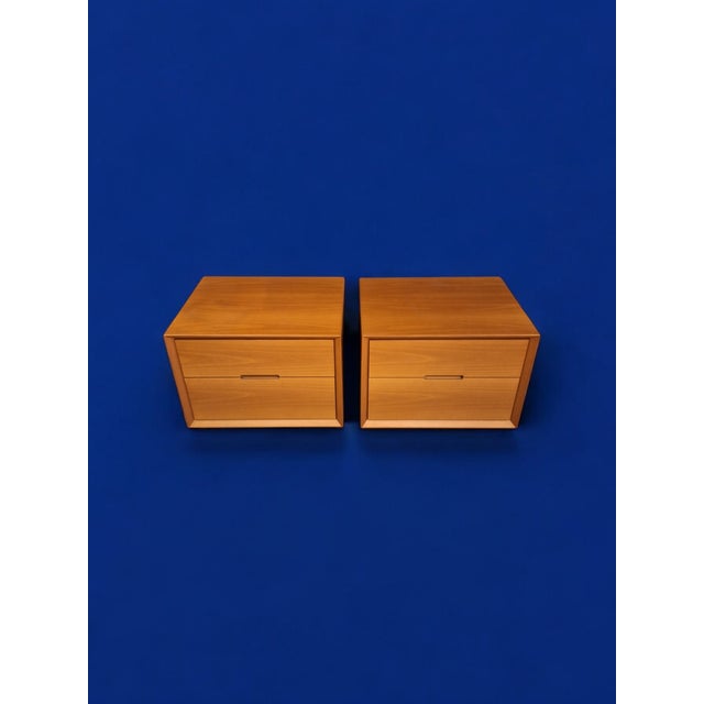 Contemporary Cherrywood Bedside Tables, Italy, 1980s, Set of 2 For Sale - Image 3 of 8