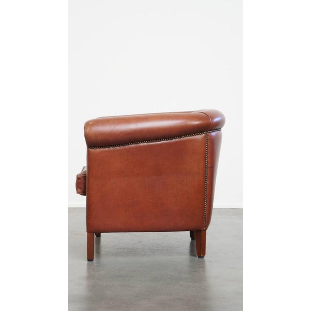 Cowhide Club Chair in Cognac Color For Sale - Image 5 of 13