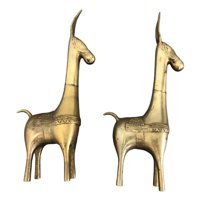 Large Brass Donkey Statues, 1950s, Set of 2 For Sale