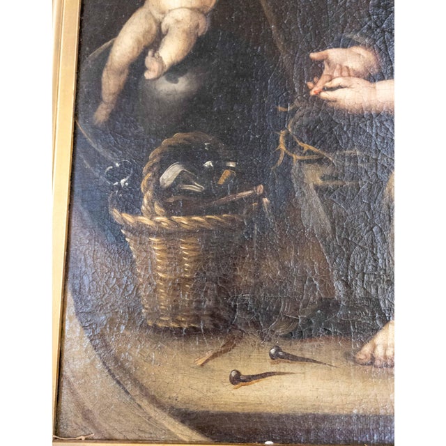 17/18th C. Spanish School Painting of Boy With Passion Attributes, Follower of Bartolomeo Esteban Murillo For Sale - Image 13 of 18
