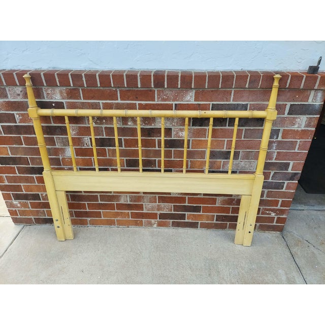 Wood Mid Century Regency Faux Bamboo Headboard Fits Queen or Double Size. For Sale - Image 7 of 8