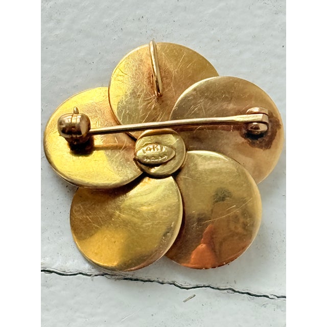 Vintage Mid Century Carl Art 10k Gold Dogwood Blossom Seed Pearl Brooch Pin For Sale - Image 12 of 12