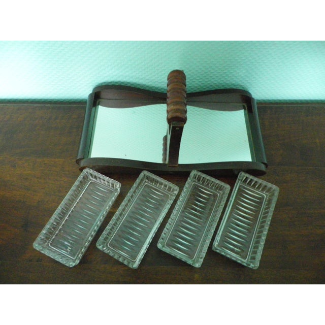 Serving Dishes in Glass, Mirror and Wood, 1950s, Set of 4 For Sale - Image 3 of 14
