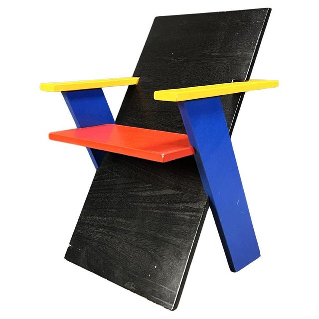 Postmodern Armchair in the style of Gerrit Thomas Rietveld, 1980s For Sale - Image 14 of 14