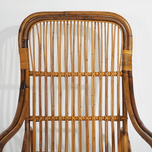Brown Rattan Lounge Chair, 1950s For Sale - Image 8 of 13