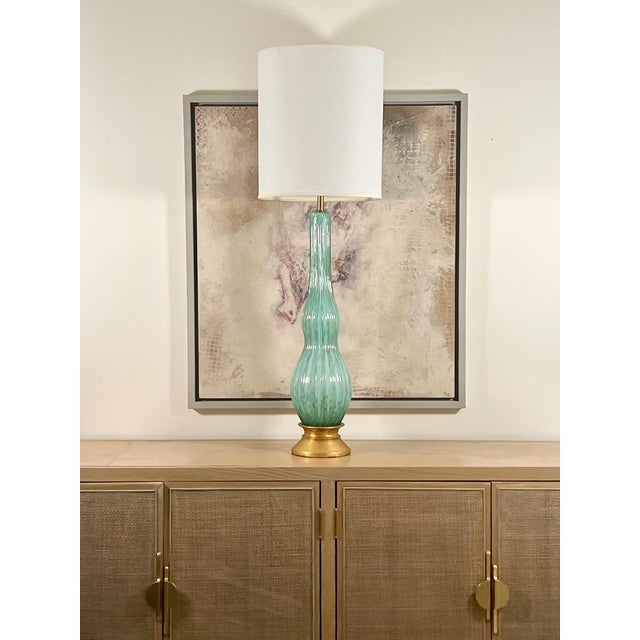 Turquoise Mid 20th Century The Marbro Lamp Company – Vintage Murano Lamps in Turquoise Blue – A Pair For Sale - Image 8 of 10