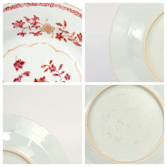 Set of 4 Antique Chinese Export Porcelain Pink or Familie Rose Floral Plates For Sale - Image 17 of 18