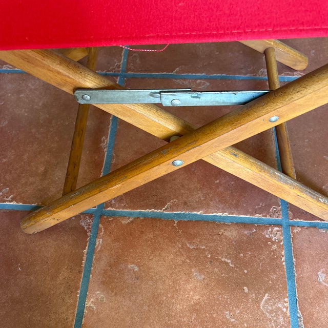 Vintage Gold Medal Walnut Directors Chairs X-Base a Pair New Covers For Sale - Image 10 of 12