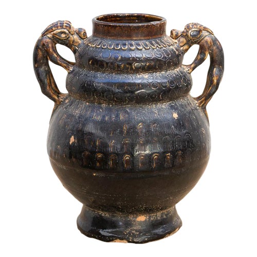 Antique Provincial Dragon Handled Pot