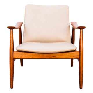 Restored Finn Juhl Fd 138 Danish Modern Teak Lounge Chair by France & Son, 1960s For Sale