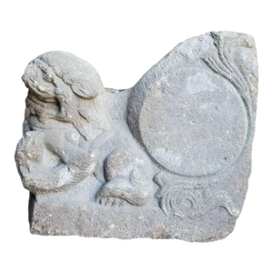 Rare Antique Tibetan Buddhist Ancient Temple Snow Lion & Wheel Architectural Ornament