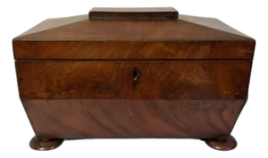 Antique Early 19th Century William IV Regency English Mahogany Tea Sarcophagus Caddy