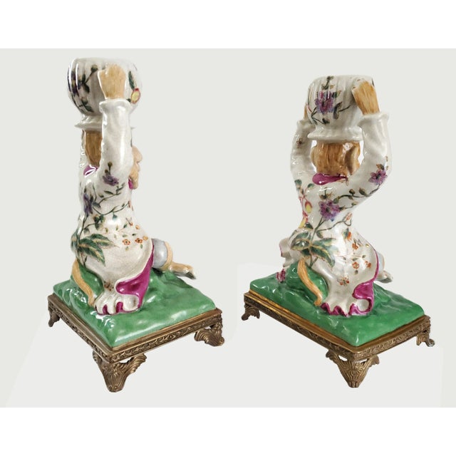 Monkey Candle Holders or Candlesticks - A Pair For Sale - Image 12 of 14