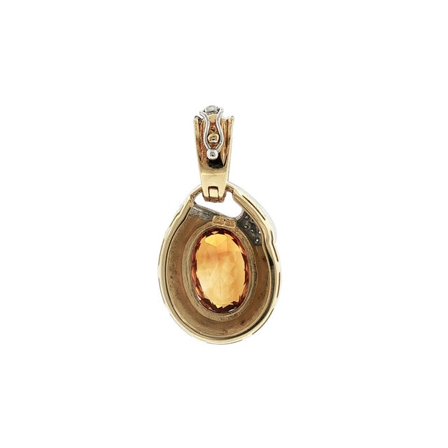 Modern A Late 20th-Century 18 Karat Two Tone Citrine and Diamond Clip Pendant For Sale - Image 3 of 4