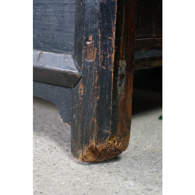 Antique Chinese Lacquered Kang Coffee Altar Table Console Bench Seat 36" For Sale - Image 9 of 18