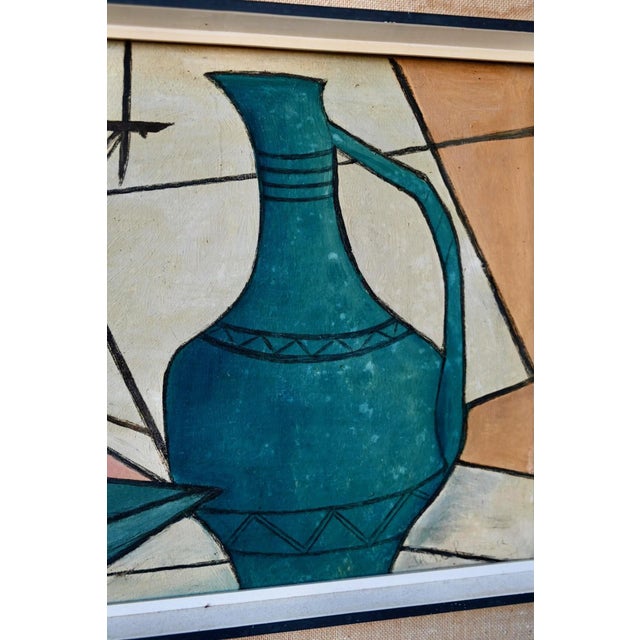 Huberger, Cubist Still Life, 1950s, Oil Painting on Canvas For Sale - Image 8 of 10