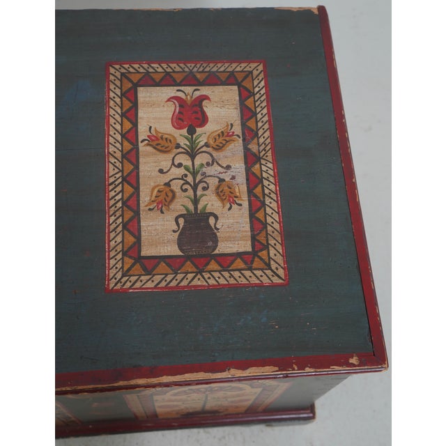 Antique Bench Made Pennsylvania Dutch Painted Large Blanket Chest For Sale - Image 13 of 18
