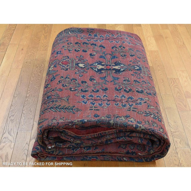 Red 1910 Red Antique Persian Sarouk Clean Even Wear Pure Wool Hand Knotted Oversized Rug For Sale - Image 8 of 9