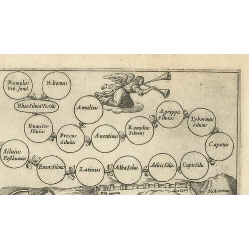 Paper Genealogy of the Founders of Rome Engraving by Giacomo Lauro, 1612 For Sale - Image 7 of 10