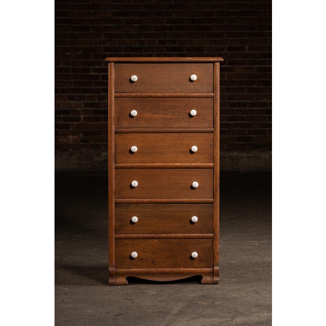Vintage Oak Six-Drawer Swing-Out Cabinet For Sale - Image 4 of 10