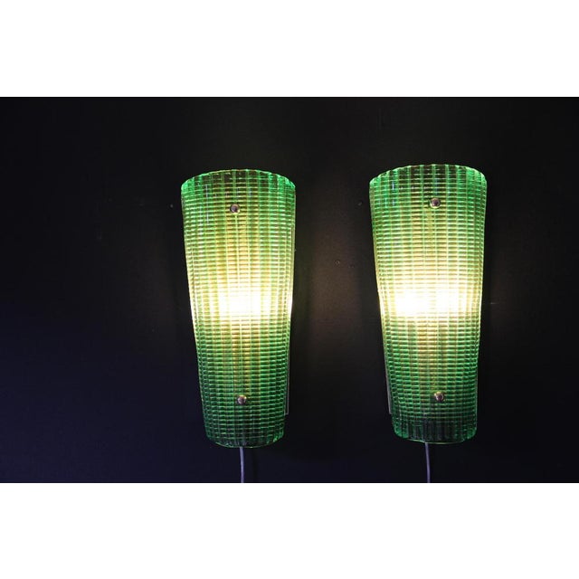 Emerald Green Murano Glass Wall Sconces in the style of Mazzega, Italy, ,2000s, Set of 2 For Sale - Image 9 of 14