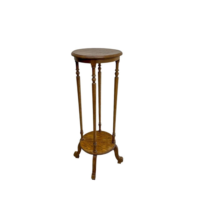Antique Oak Pedestal Plant Stand, 1890s For Sale - Image 3 of 13