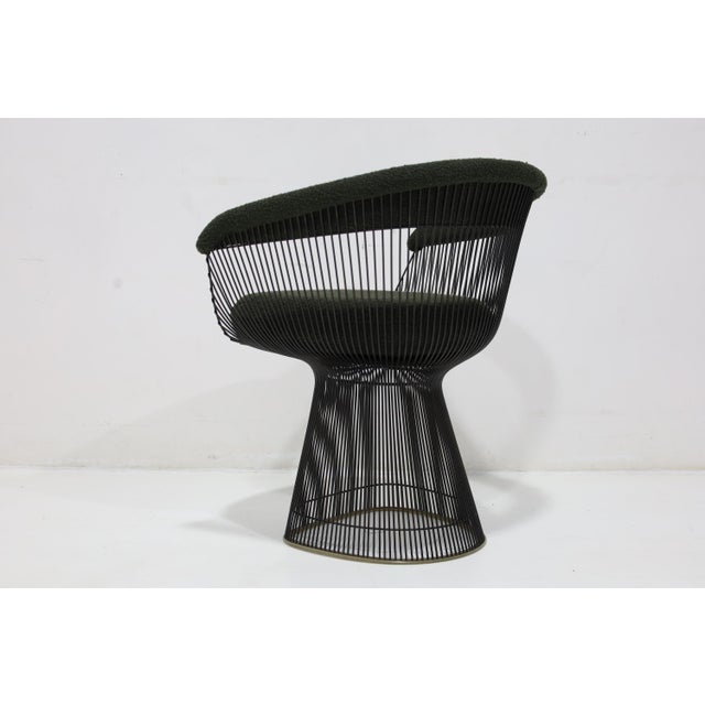 Metal Warren Platner for Knoll Bronze Frame Dining Chairs in Deep Green Boucle' For Sale - Image 7 of 12