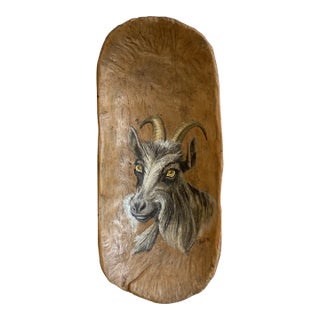 Vintage 1970s Hand Painted Ram Decorative Bowl For Sale