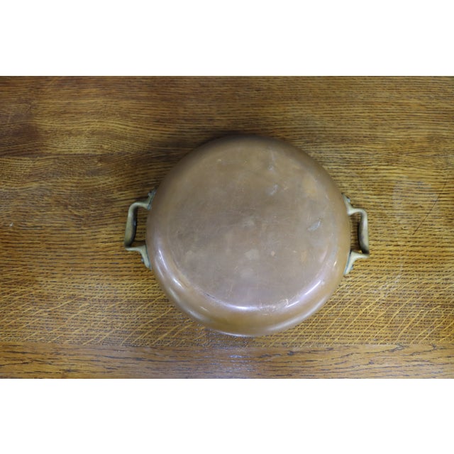 Antique Copper Gratin / Sauté Pan With Brass Handles For Sale - Image 9 of 14