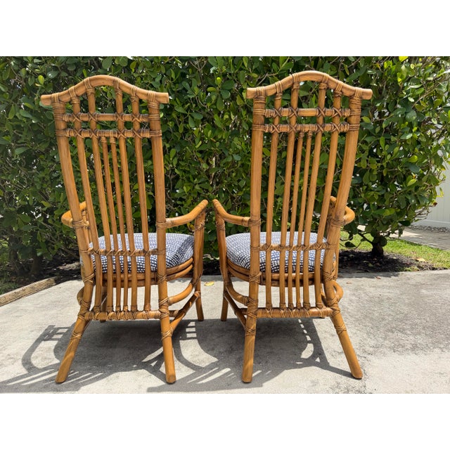 Vintage Pagoda Back Rattan Armchairs – A Pair For Sale In Naples, FL - Image 6 of 16