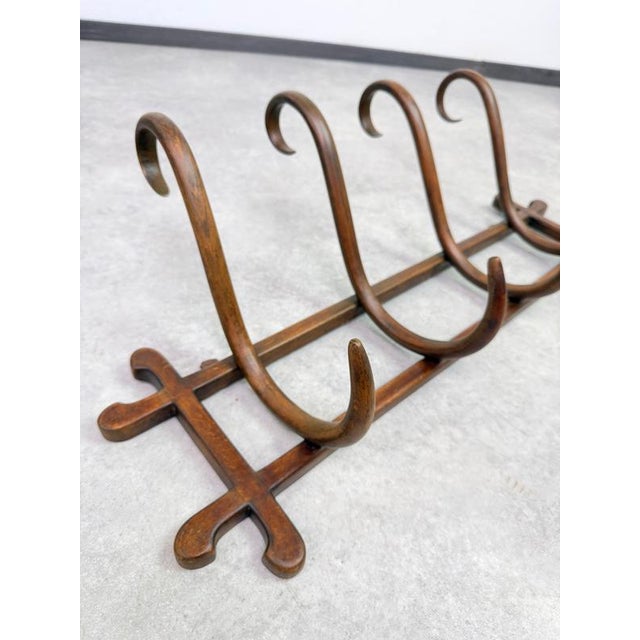 Wood Antique Bentwood No. 1 Wall-Mounted Coat Rack from Gebrüder Thonet, 1890s For Sale - Image 7 of 11
