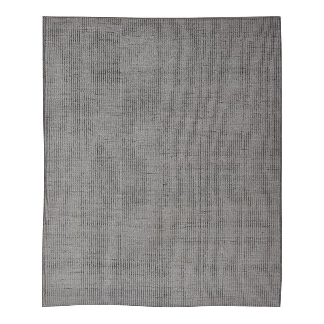Modern Hand-Knotted Rug With All-Over Geometric High-Low Design in Neutral Tones 9'2 X 11'9 For Sale