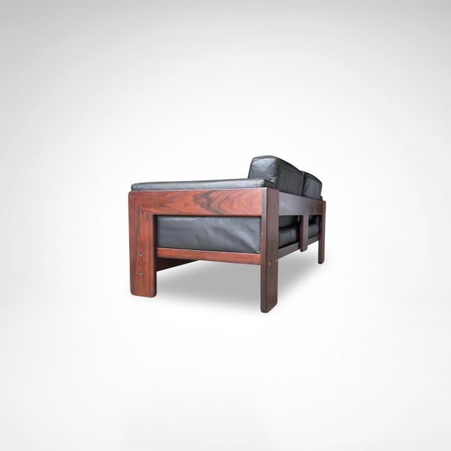 Bastiano Two-Seater Wood and Leather Sofa by Afra & Tobia Scarpa for Knoll International 1980s For Sale - Image 10 of 11