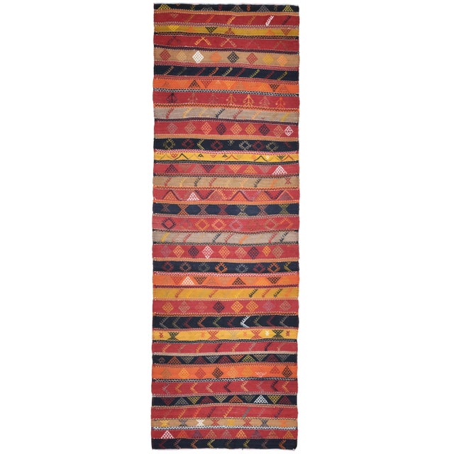 1970s Vintage Turkish Oushak Handmade Wool Cotton Red Runner Rug For Sale - Image 11 of 11