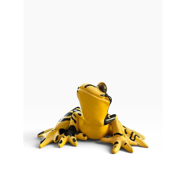 2000 - 2009 Vintage 2003 Set of 3 Yellow & Black Frog Figurines Sculptures For Sale - Image 5 of 12