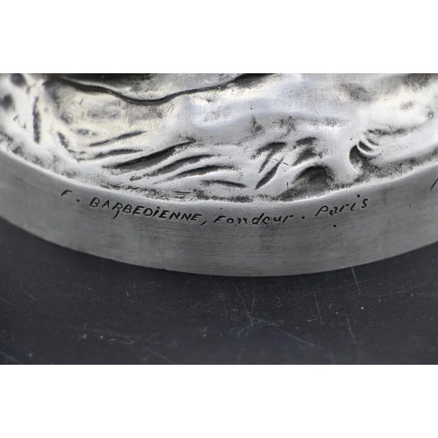 Metal Chapu, Barbedienne Sculpture of Joan of Arc, 1800s, Bronze with Silver Patina For Sale - Image 7 of 9