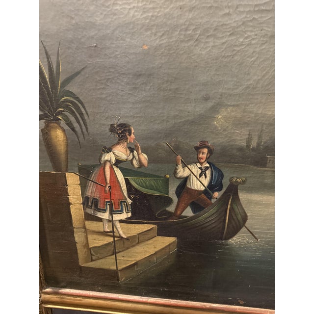 Trumeau Mirror with Romantic Painting For Sale - Image 5 of 9