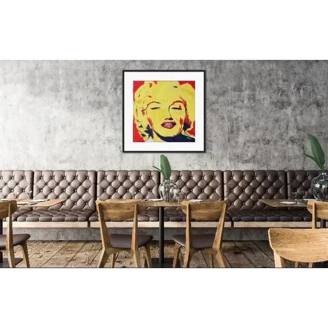 Textile Original Pop Art Yellow and Red Portrait Oil Painting For Sale - Image 7 of 12