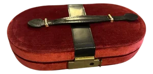 1970s Velvet and Leather Italian Travel Jewelry Box