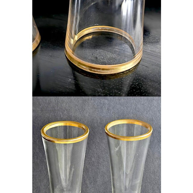 1930s Sea Glasbruk Heavy Bottom Champagne/Cocktail Glasses With Gold Band Rim - a Pair For Sale - Image 10 of 10