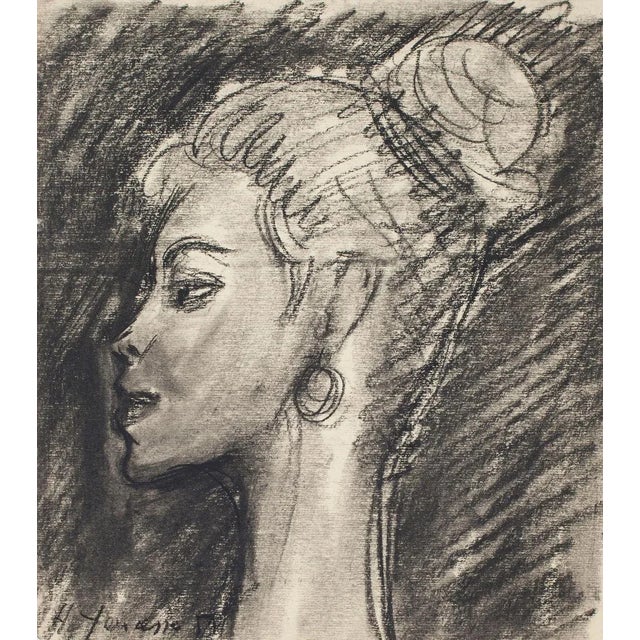 Portrait is an original drawing in pencil and charcoal on paper, realized Hubert Yencesse, Hand-signed. The state of...