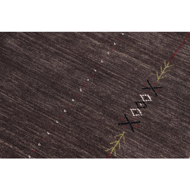 1990s Modern Gabbeh Gray Wool Rug - 5'3''x8'0'' For Sale - Image 5 of 10