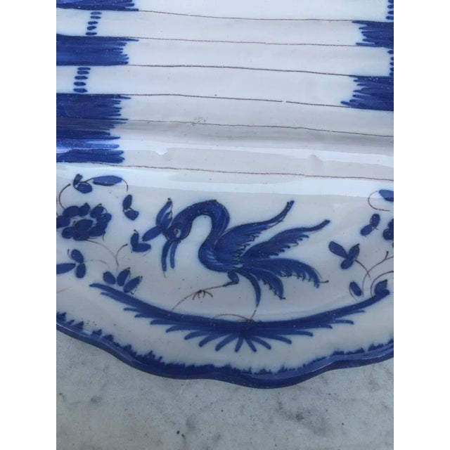 French Faience Blue and White Asparagus Plate, Circa 1920 For Sale - Image 4 of 7