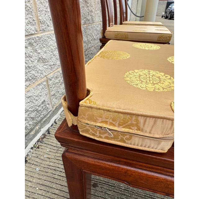 Brown Mid 20th Century Anglo-Chinese Dining Chairs With Cushions - Set of 6 For Sale - Image 8 of 12