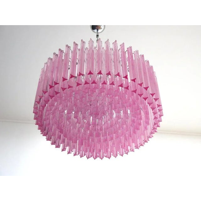 Triedri Glass Chandelier with 265 Pink Prisms For Sale - Image 11 of 13