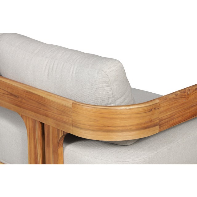 Paradiso Outdoor Solid Teak Wood Sofa - Gray Fabric For Sale In Chicago - Image 6 of 13