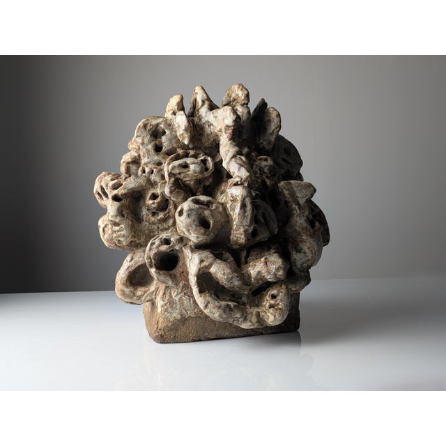 Beige Large Organic Sculpture in Glazed Stoneware with Coral Forms, 2002 For Sale - Image 8 of 16
