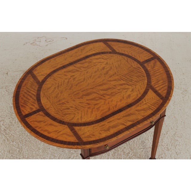 Vintage English Satinwood Inlaid Pembroke Table For Sale - Image 10 of 17